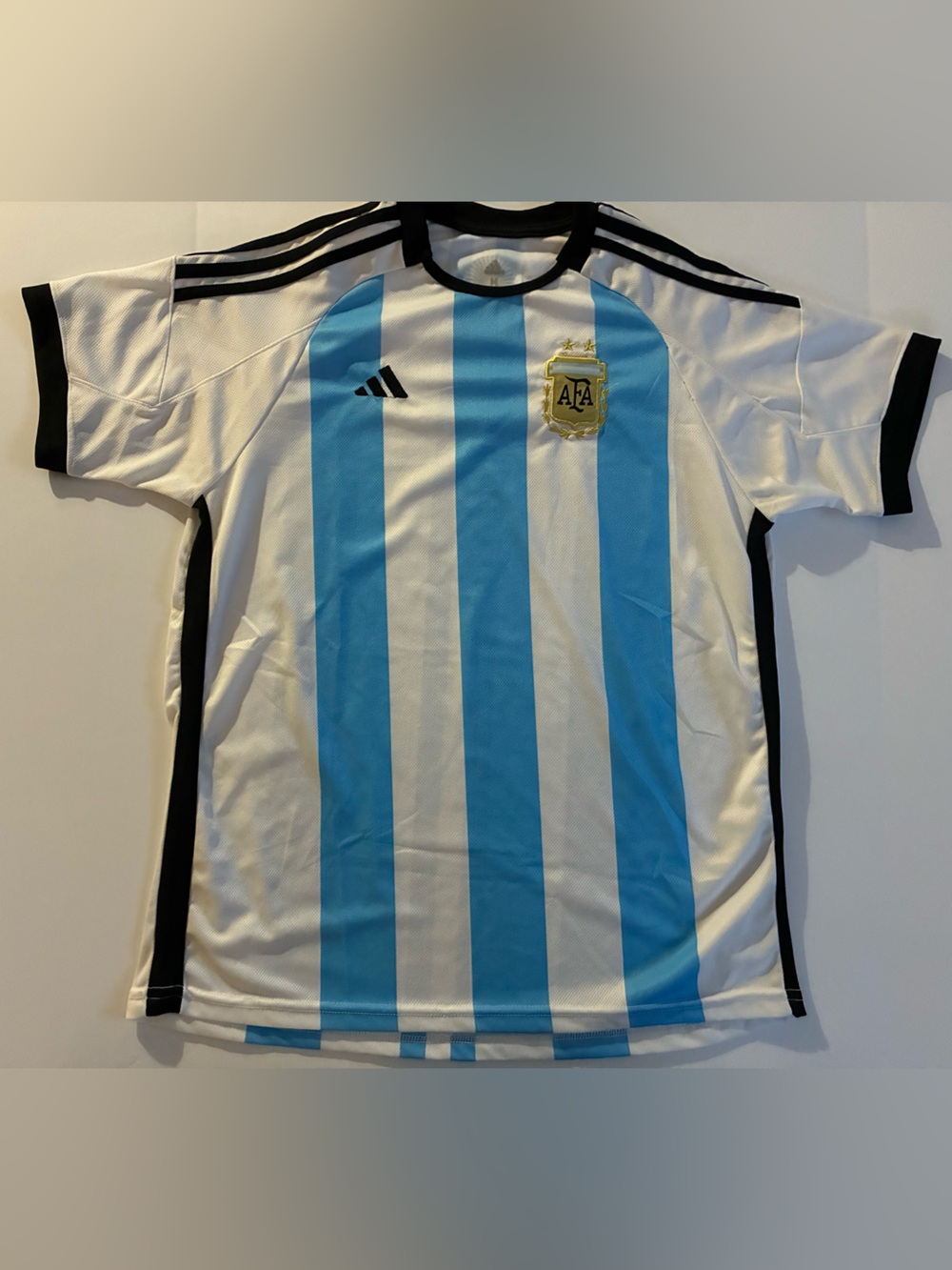 Adidas Men’s Soccer Jersey Striped with Gold Crest In Size Medium